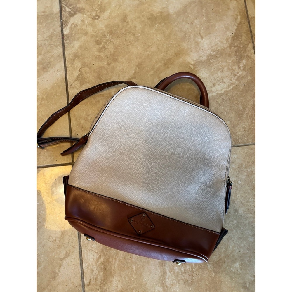 St.Johns Bay Backpack Handbag Adult Size Med Coqnac And Cream Womens